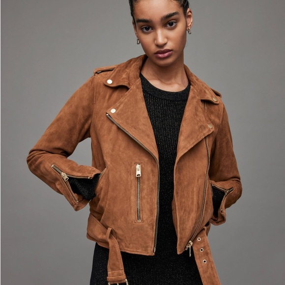 All Saints Jackets & Blazers - All Saints Tan Leather Moto Jacket Asymmetrical Zipper